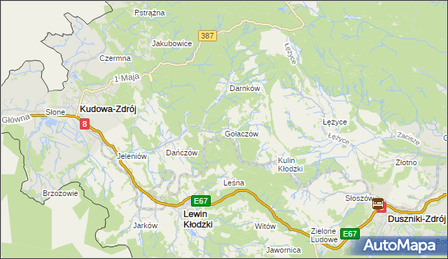 mapa Gołaczów, Gołaczów na mapie Targeo