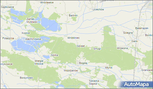 mapa Górale gmina Milicz, Górale gmina Milicz na mapie Targeo