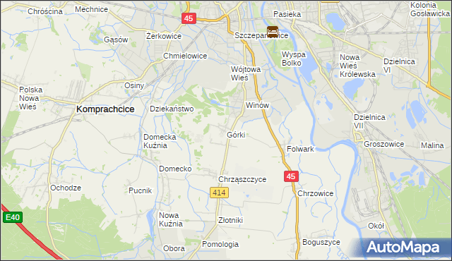 mapa Górki gmina Prószków, Górki gmina Prószków na mapie Targeo