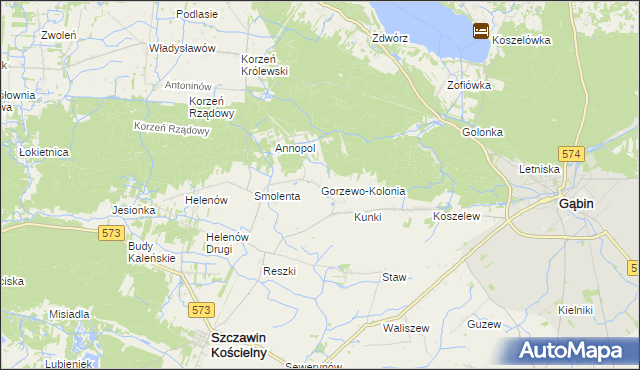 mapa Gorzewo-Kolonia, Gorzewo-Kolonia na mapie Targeo
