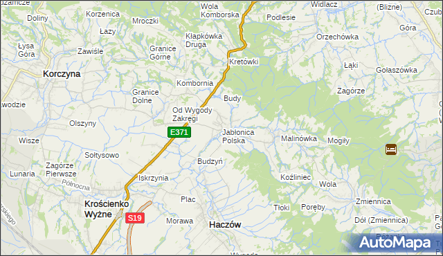 mapa Jabłonica Polska, Jabłonica Polska na mapie Targeo