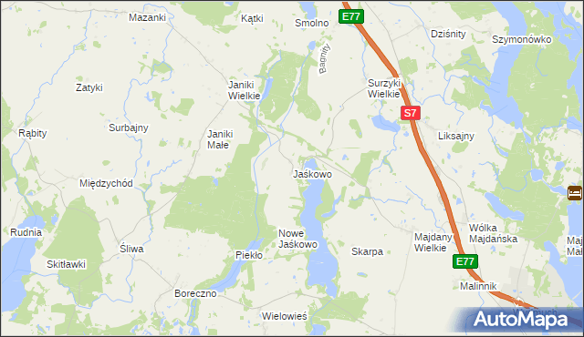 mapa Jaśkowo gmina Zalewo, Jaśkowo gmina Zalewo na mapie Targeo