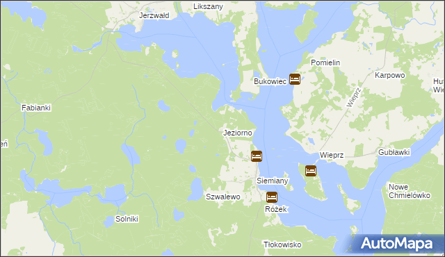 mapa Jeziorno gmina Iława, Jeziorno gmina Iława na mapie Targeo