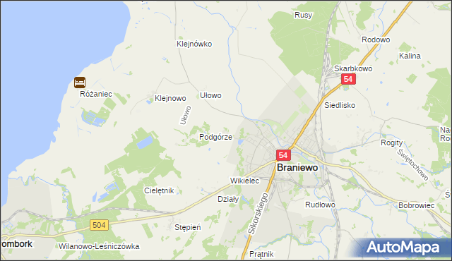 mapa Józefowo gmina Braniewo, Józefowo gmina Braniewo na mapie Targeo