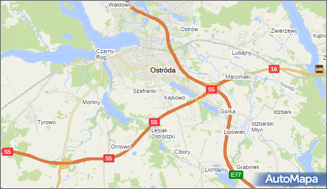mapa Kajkowo, Kajkowo na mapie Targeo