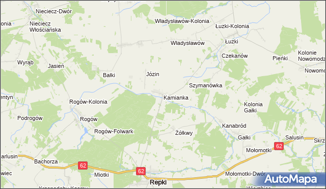 mapa Kamianka gmina Repki, Kamianka gmina Repki na mapie Targeo