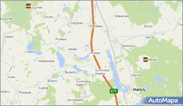mapa Karczemka gmina Małdyty, Karczemka gmina Małdyty na mapie Targeo