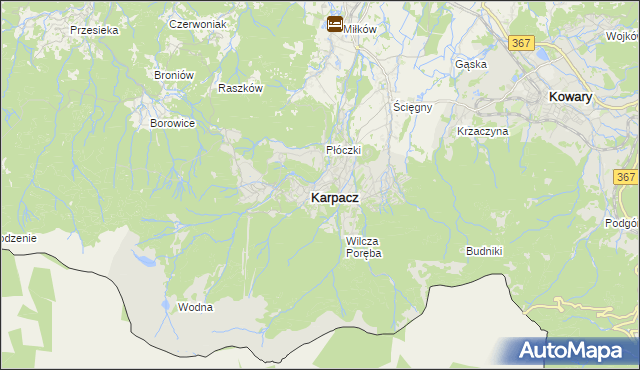 mapa Karpacz, Karpacz na mapie Targeo