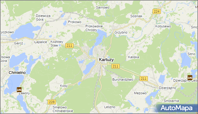 mapa Kartuzy, Kartuzy na mapie Targeo