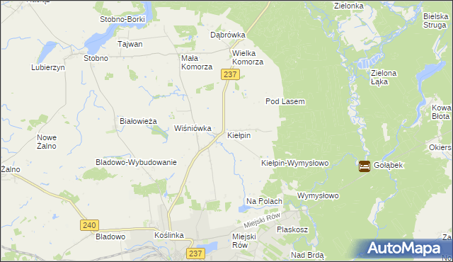 mapa Kiełpin gmina Tuchola, Kiełpin gmina Tuchola na mapie Targeo