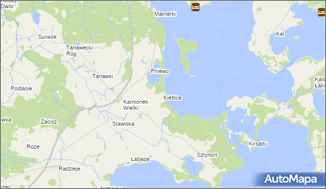 mapa Kietlice gmina Węgorzewo, Kietlice gmina Węgorzewo na mapie Targeo