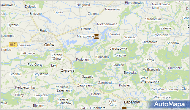 mapa Klęczana, Klęczana na mapie Targeo