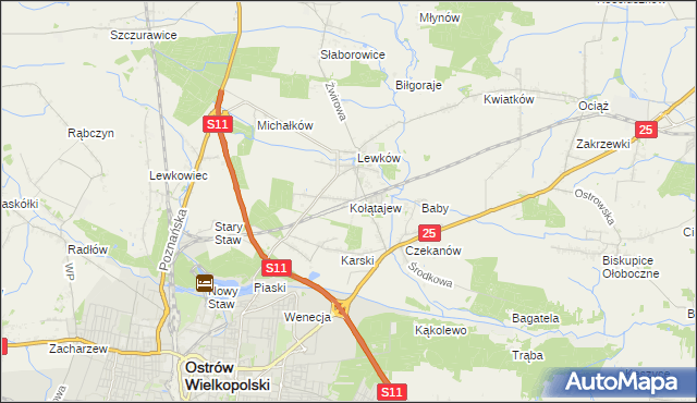 mapa Kołątajew, Kołątajew na mapie Targeo