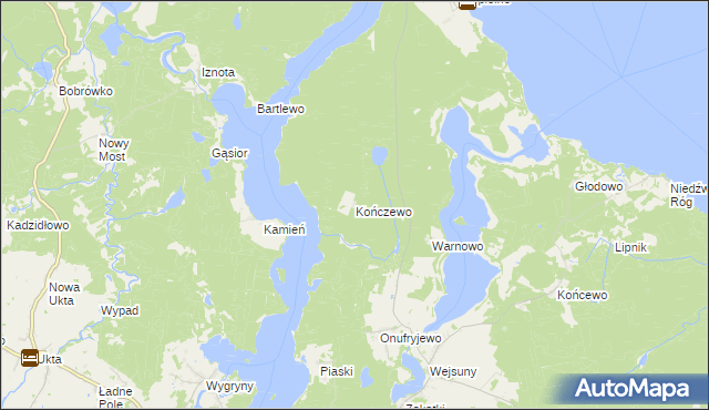 mapa Kończewo gmina Ruciane-Nida, Kończewo gmina Ruciane-Nida na mapie Targeo