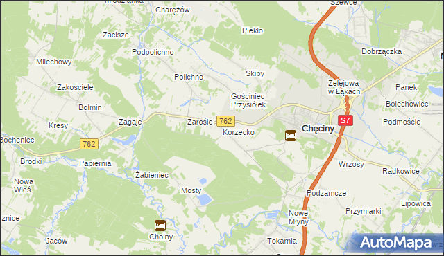 mapa Korzecko, Korzecko na mapie Targeo
