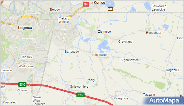 mapa Koskowice, Koskowice na mapie Targeo