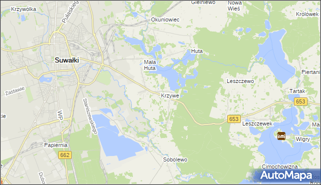 mapa Krzywe gmina Suwałki, Krzywe gmina Suwałki na mapie Targeo