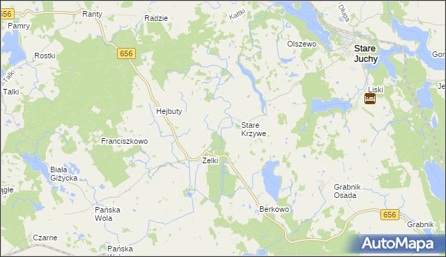 mapa Krzywe gmina Wydminy, Krzywe gmina Wydminy na mapie Targeo