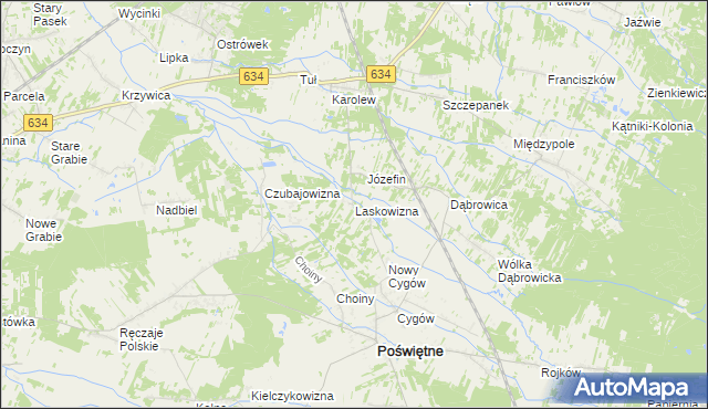 mapa Laskowizna gmina Poświętne, Laskowizna gmina Poświętne na mapie Targeo
