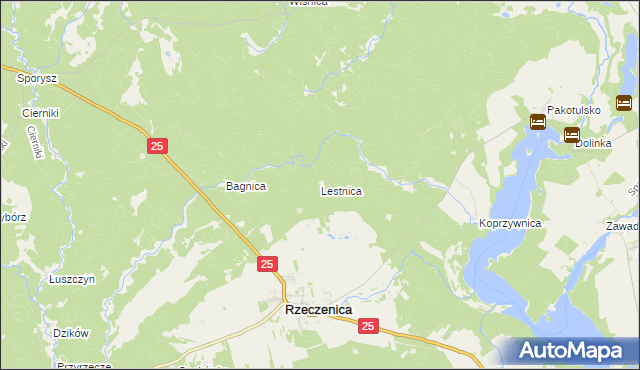 mapa Lestnica gmina Rzeczenica, Lestnica gmina Rzeczenica na mapie Targeo