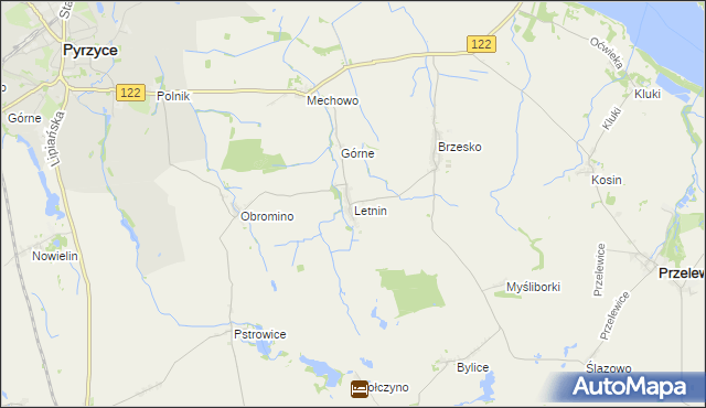 mapa Letnin, Letnin na mapie Targeo