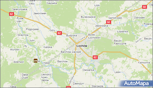 mapa Łochów powiat węgrowski, Łochów powiat węgrowski na mapie Targeo