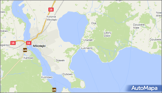 mapa Łuknajno, Łuknajno na mapie Targeo