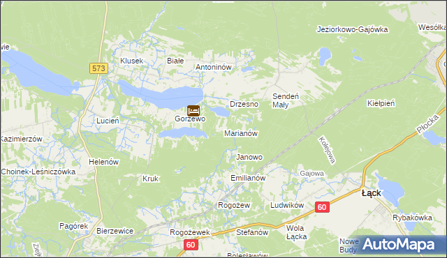 mapa Marianów gmina Gostynin, Marianów gmina Gostynin na mapie Targeo