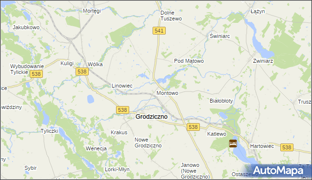 mapa Montowo, Montowo na mapie Targeo