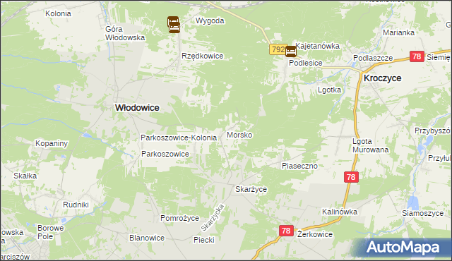 mapa Morsko gmina Włodowice, Morsko gmina Włodowice na mapie Targeo