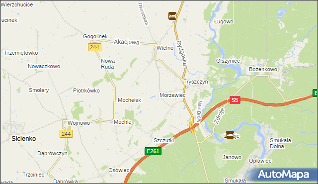 mapa Morzewiec, Morzewiec na mapie Targeo