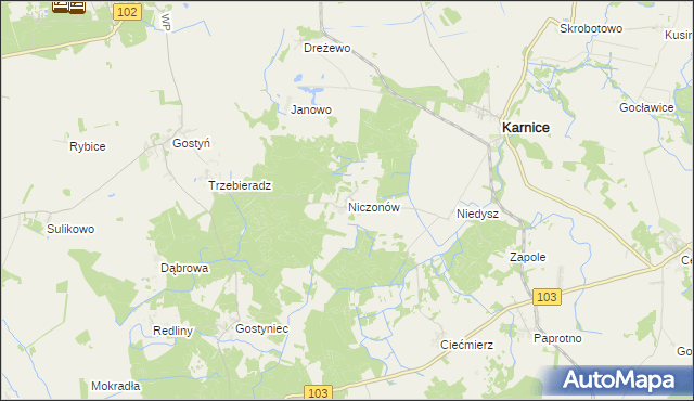 mapa Niczonów, Niczonów na mapie Targeo