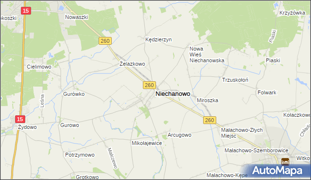 mapa Niechanowo, Niechanowo na mapie Targeo