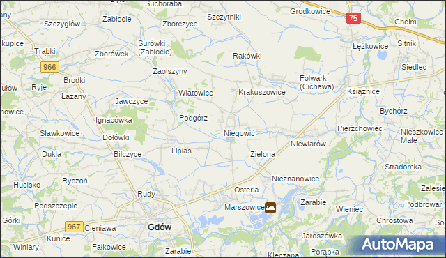 mapa Niegowić, Niegowić na mapie Targeo
