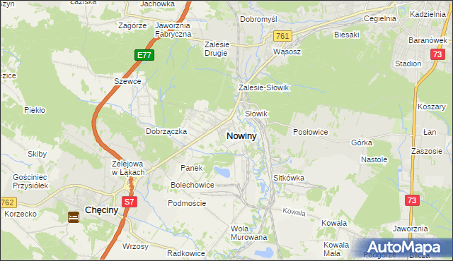 mapa Nowiny gmina Sitkówka-Nowiny, Nowiny gmina Sitkówka-Nowiny na mapie Targeo