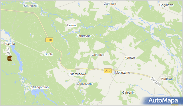 mapa Ochodza gmina Dębnica Kaszubska, Ochodza gmina Dębnica Kaszubska na mapie Targeo