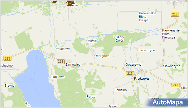 mapa Odargowo gmina Krokowa, Odargowo gmina Krokowa na mapie Targeo