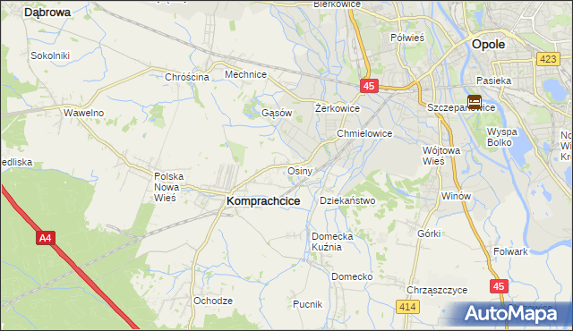mapa Osiny gmina Komprachcice, Osiny gmina Komprachcice na mapie Targeo