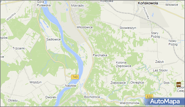 mapa Parchatka, Parchatka na mapie Targeo