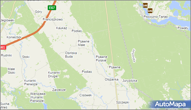 mapa Pijawne Polskie, Pijawne Polskie na mapie Targeo