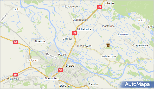 mapa Pisarzowice gmina Lubsza, Pisarzowice gmina Lubsza na mapie Targeo