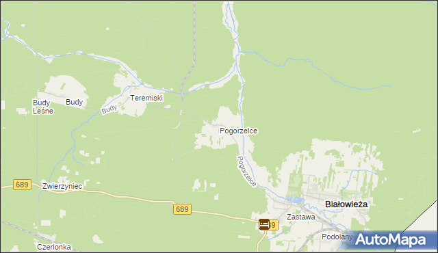 mapa Pogorzelce, Pogorzelce na mapie Targeo