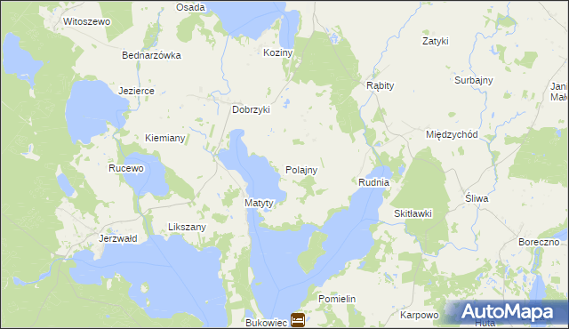 mapa Polajny, Polajny na mapie Targeo