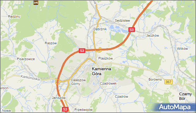 mapa Ptaszków, Ptaszków na mapie Targeo
