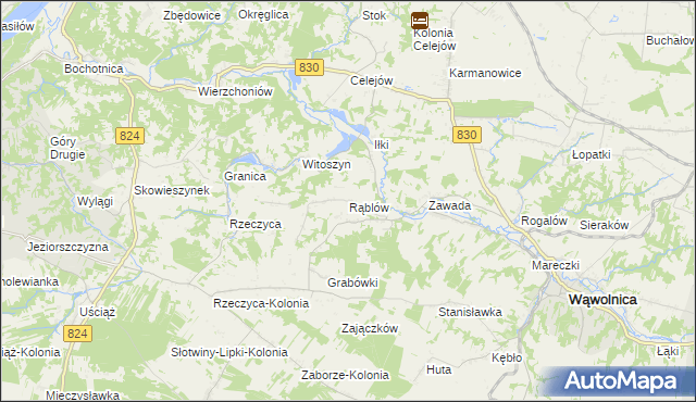 mapa Rąblów, Rąblów na mapie Targeo