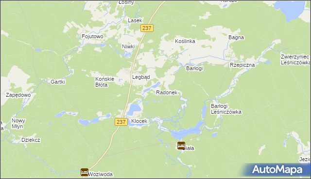 mapa Radonek, Radonek na mapie Targeo