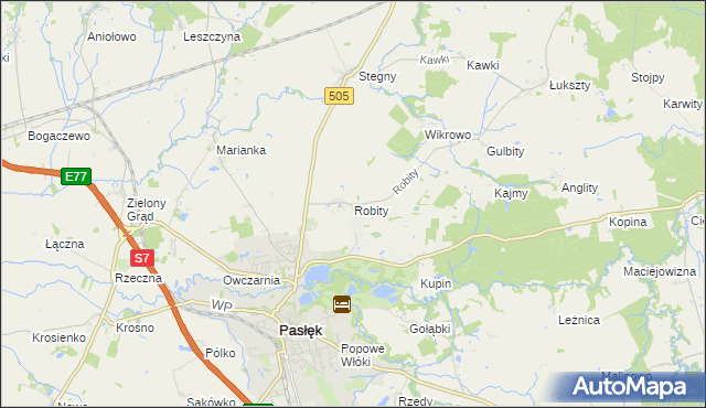 mapa Robity gmina Pasłęk, Robity gmina Pasłęk na mapie Targeo