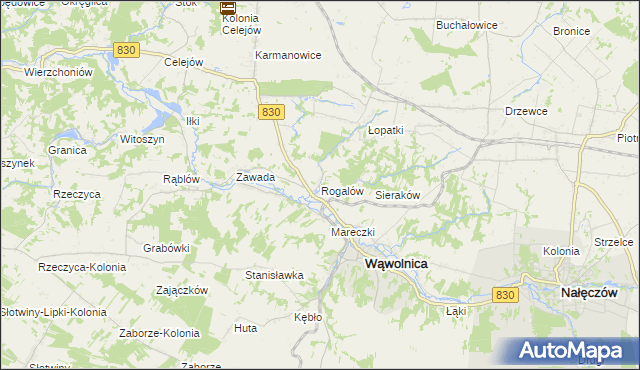 mapa Rogalów gmina Wąwolnica, Rogalów gmina Wąwolnica na mapie Targeo
