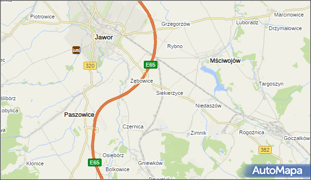 mapa Siekierzyce, Siekierzyce na mapie Targeo