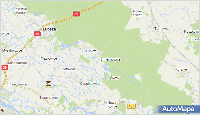 mapa Śmiechowice gmina Lubsza, Śmiechowice gmina Lubsza na mapie Targeo